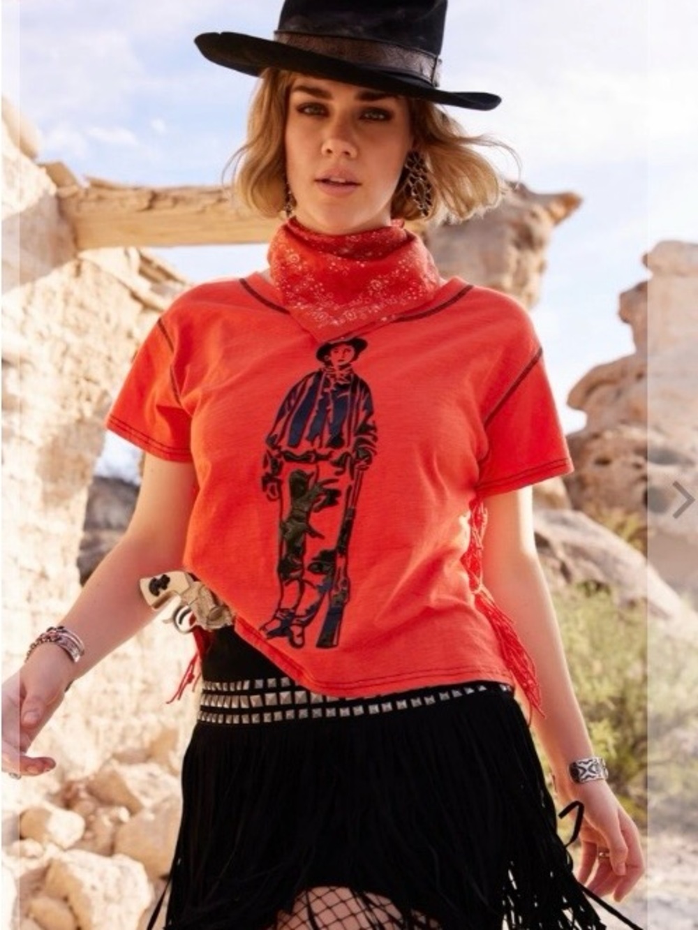 Double D Ranch Western Graphic Tee in Bright Orange